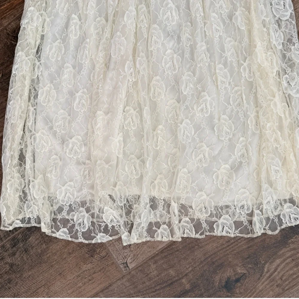 Caron Joy Vintage Women Floral Rose Lace Lined Maxi Skirt, Cream,10